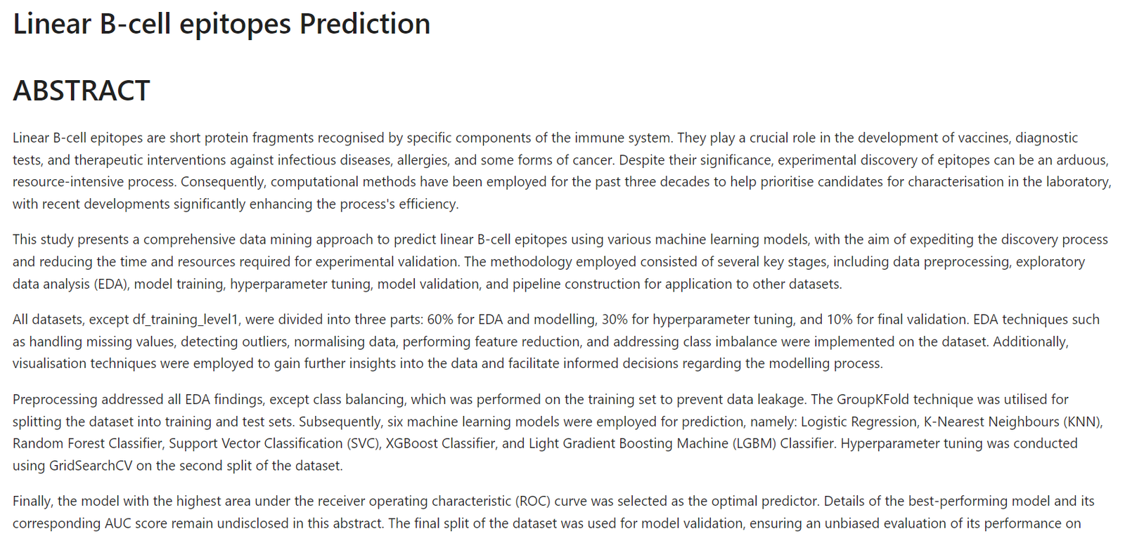 B-cell Epitopes Prediction Model